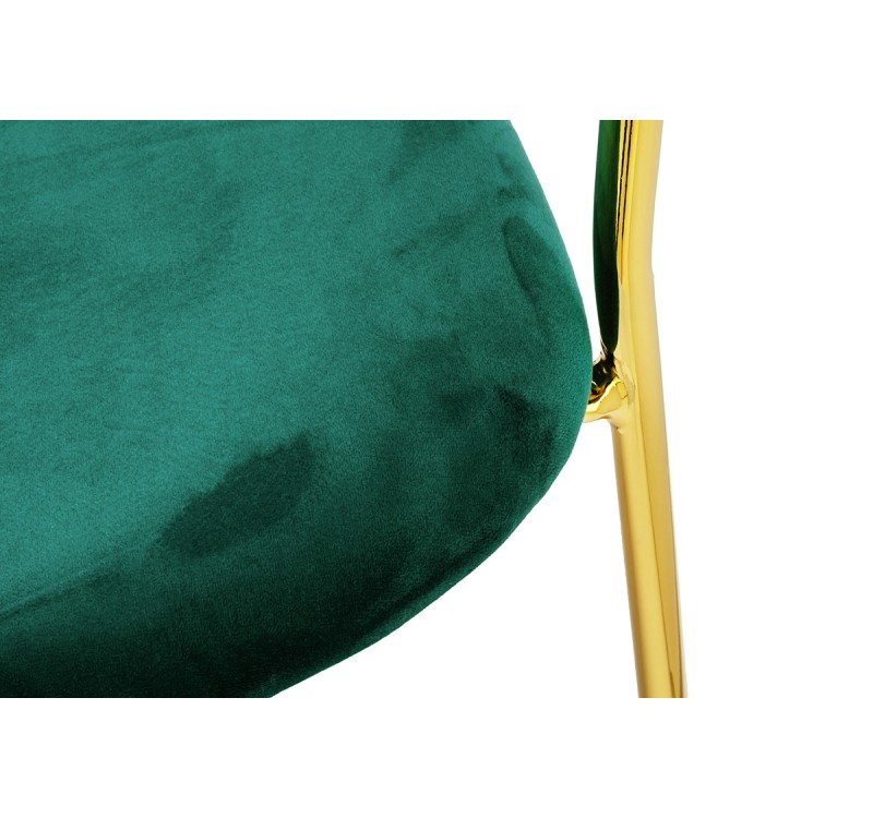 Krzesło barowe MARGO 65 ciemny zielony - welur, podstawa złota
