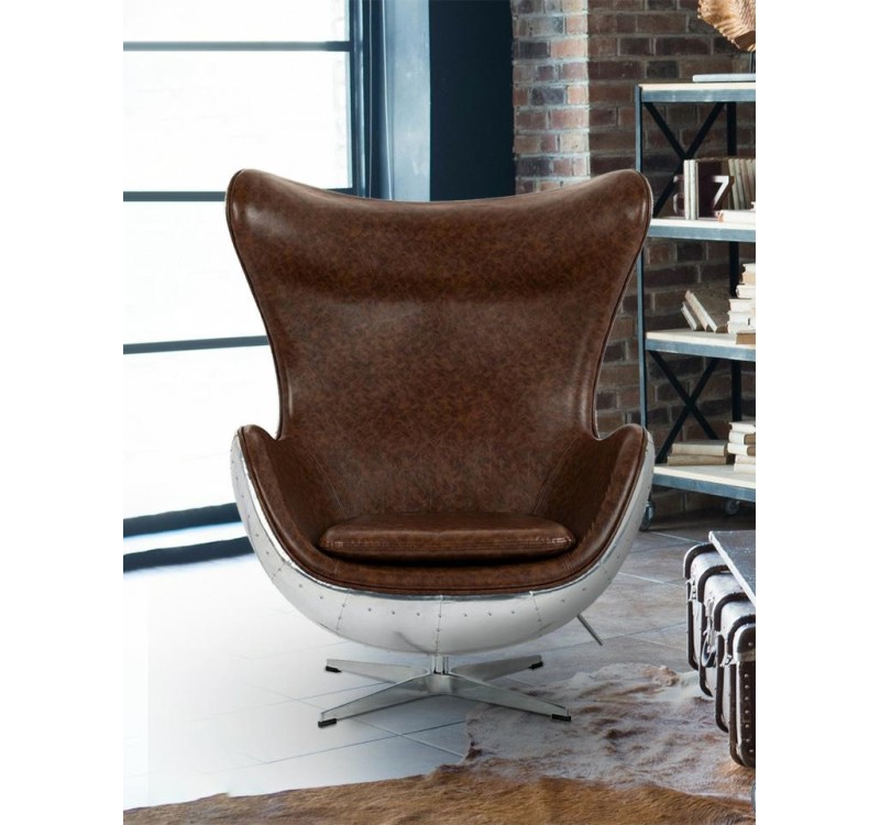 Fotel EGG AVIATOR PU brązowy