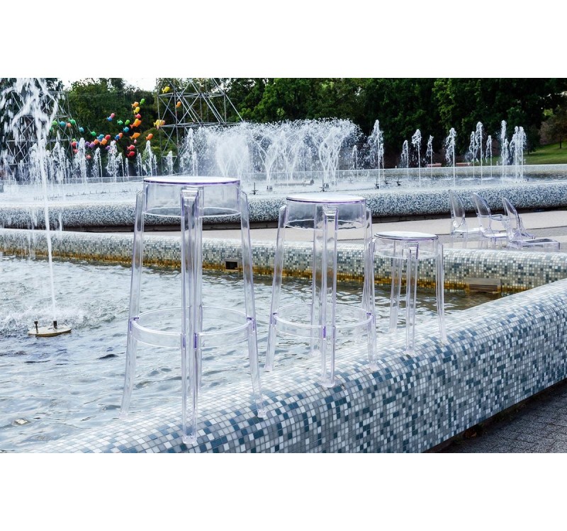 Krzesło barowe CHARLES 76 transparentne - poliwęglan