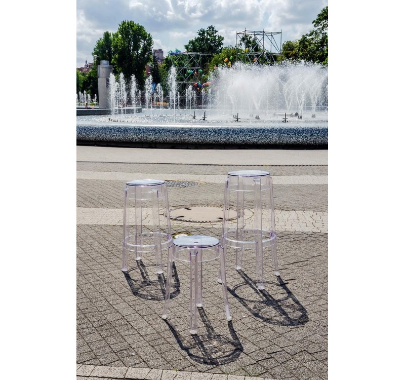 Krzesło barowe CHARLES 76 transparentne - poliwęglan