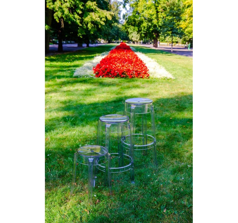 Krzesło barowe CHARLES 76 transparentne - poliwęglan