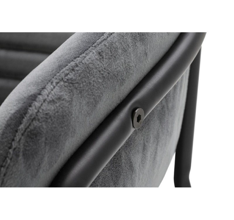 Krzesło NAOMI ciemny szary - welur, podstawa czarna