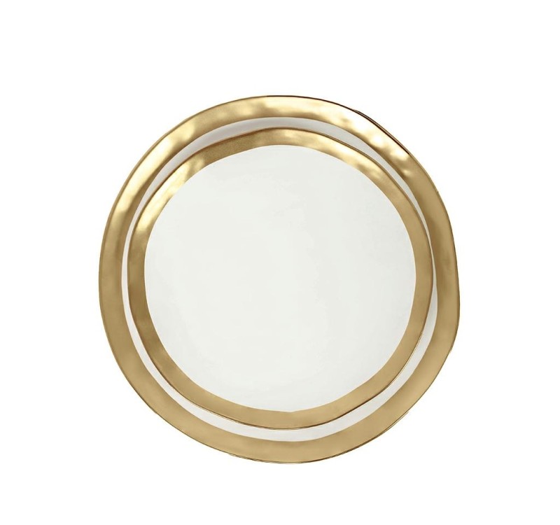 KARE talerz BELL 26 cm biało-złoty