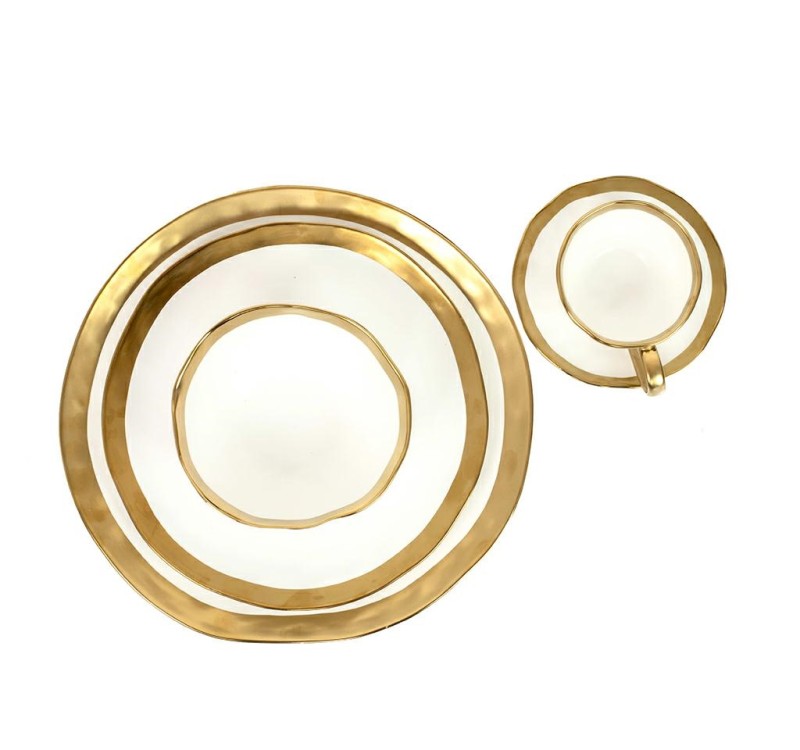 KARE talerz BELL 26 cm biało-złoty