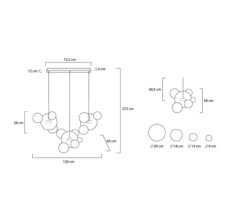 MOOSEE lampa wisząca CAPRI LINE 3 złota   - 180 LED, aluminium, szkło