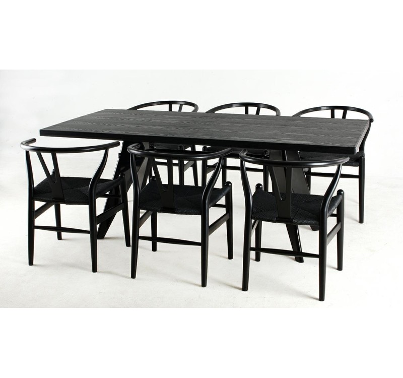 Krzesło WISHBONE czarne - drewno bukowe, czarne włókno