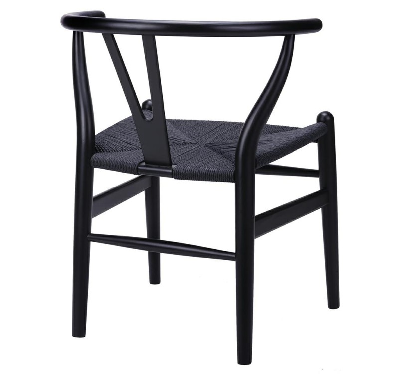 Krzesło WISHBONE czarne - drewno bukowe, czarne włókno