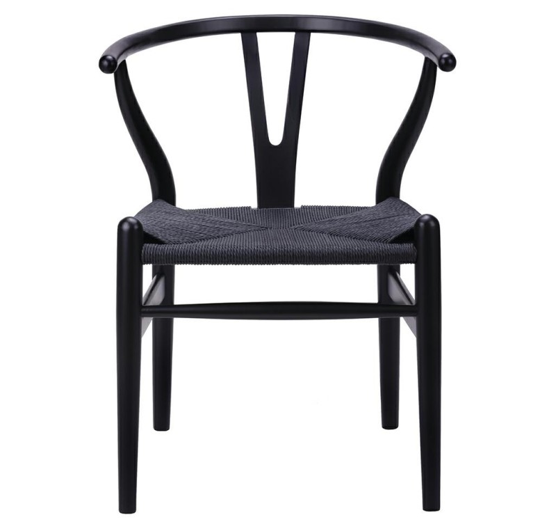 Krzesło WISHBONE czarne - drewno bukowe, czarne włókno