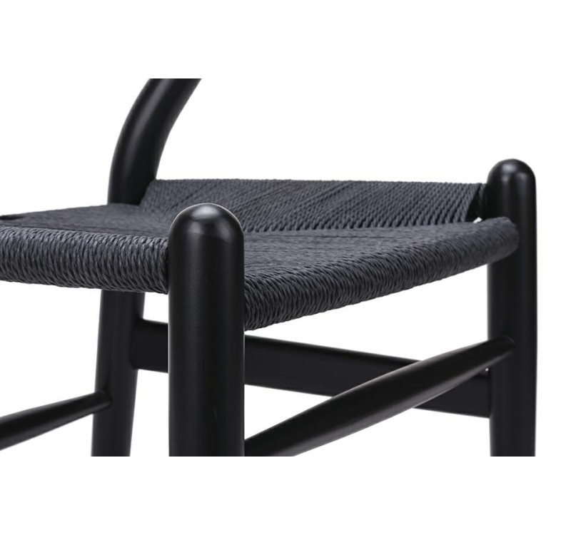 Krzesło WISHBONE czarne - drewno bukowe, czarne włókno