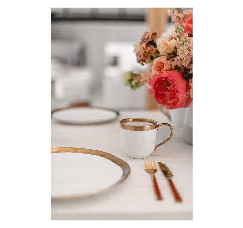 KARE kubek BELL biało-złoty