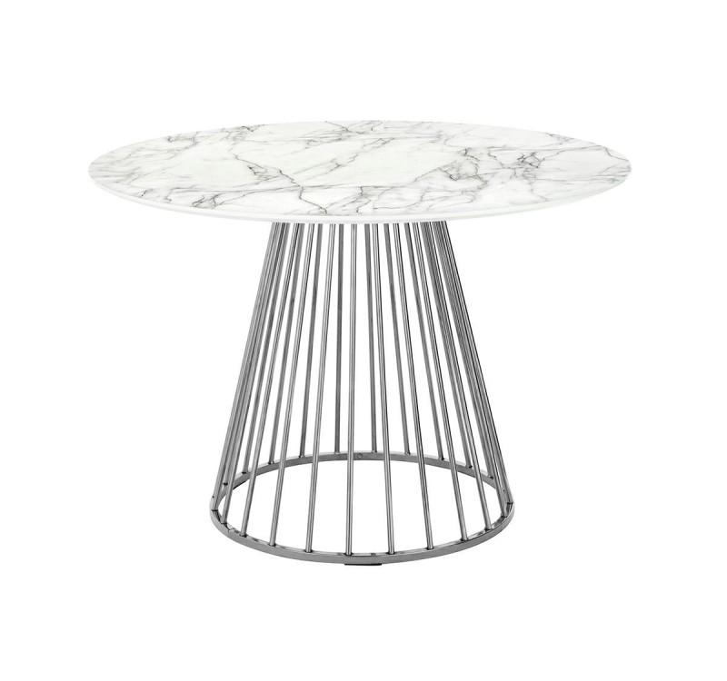 Stół GLAM MARBLE 110 - MDF, chromowana podstawa