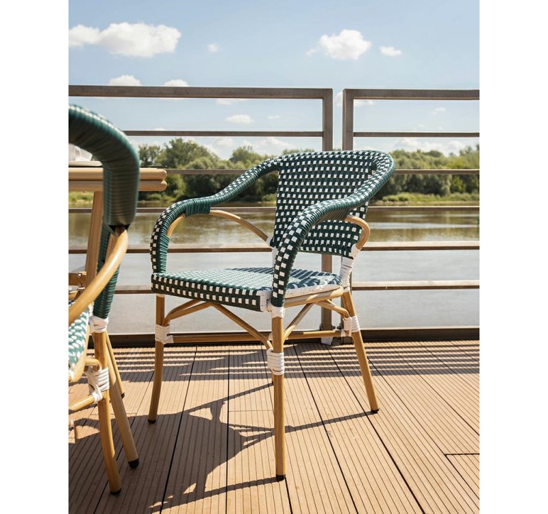 Krzesło ogrodowe CAFE MIRAMAR turkus /    morski rattan