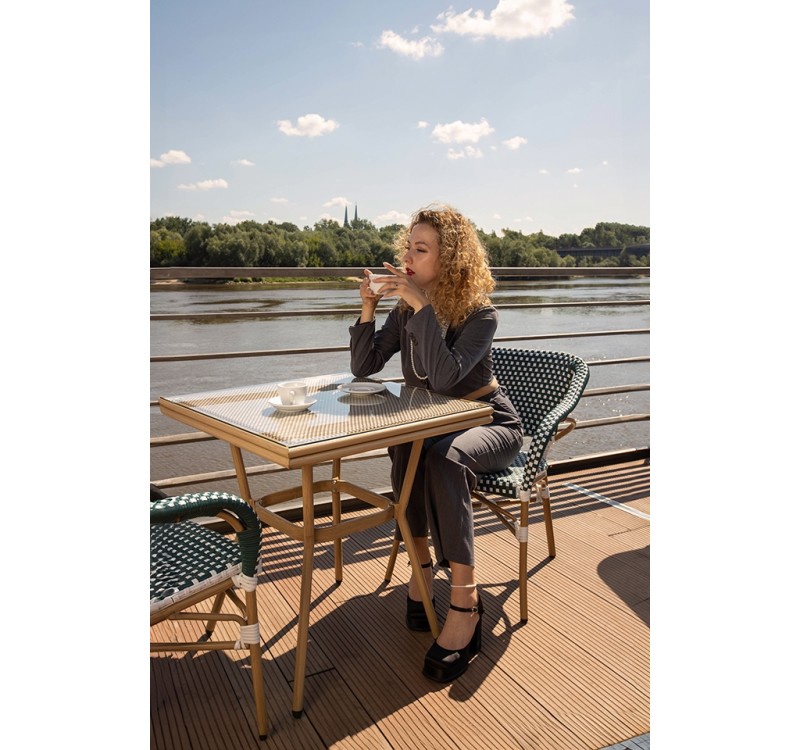 Krzesło ogrodowe CAFE MIRAMAR turkus /    morski rattan