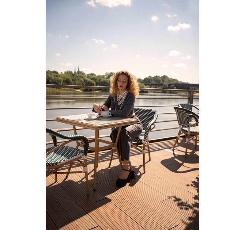 Krzesło ogrodowe CAFE MIRAMAR turkus /    morski rattan