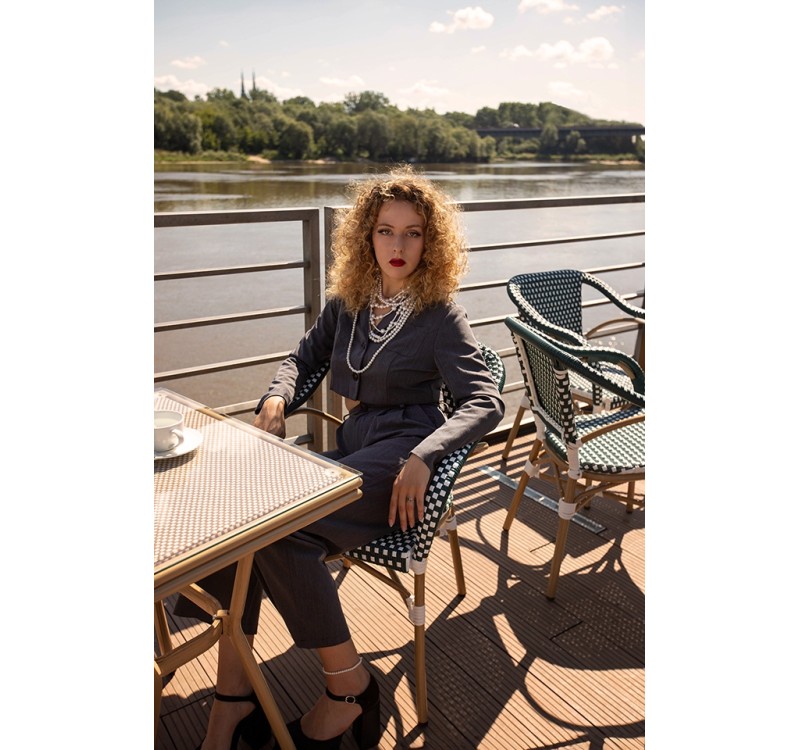 Krzesło ogrodowe CAFE MIRAMAR turkus /    morski rattan