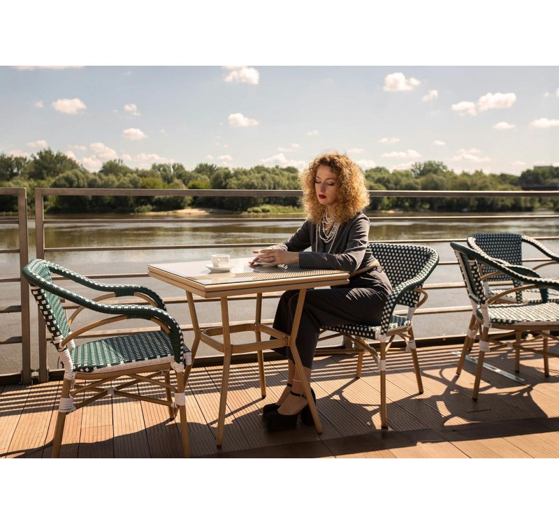 Krzesło ogrodowe CAFE MIRAMAR turkus /    morski rattan