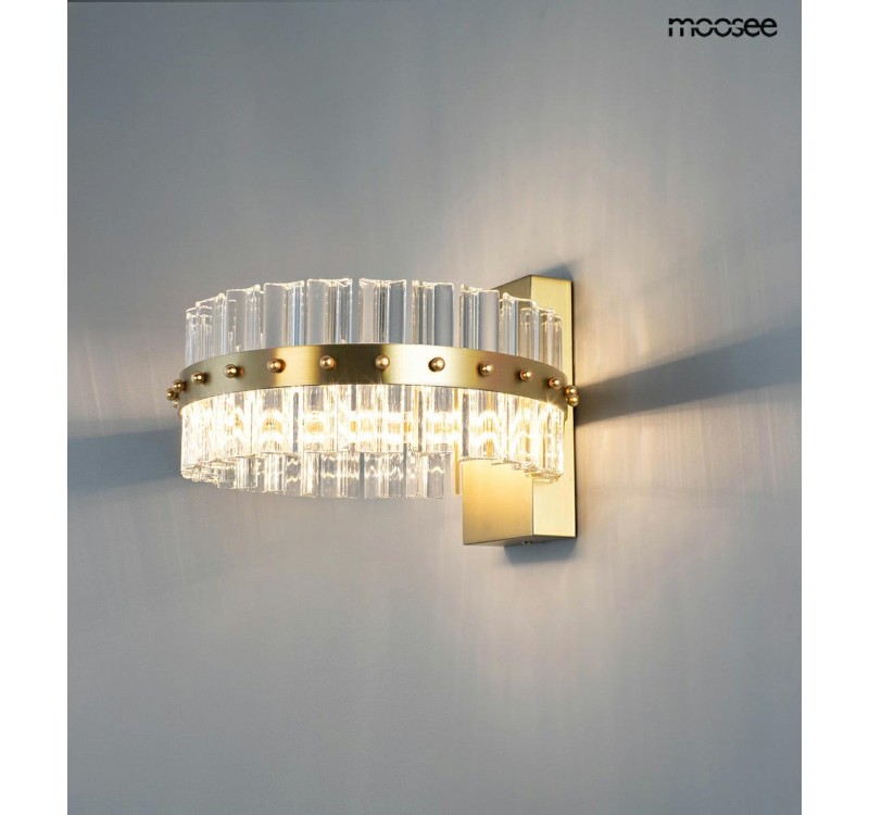 MOOSEE lampa ścienna SATURNUS WALL złota - LED, kryształ, stal szczotkowana