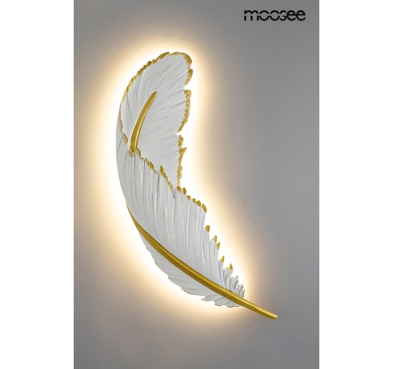 MOOSEE lampa ścienna PIÓRKO  biała / złota