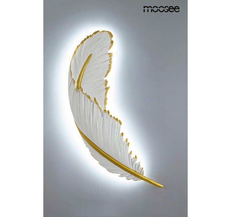 MOOSEE lampa ścienna PIÓRKO  biała / złota