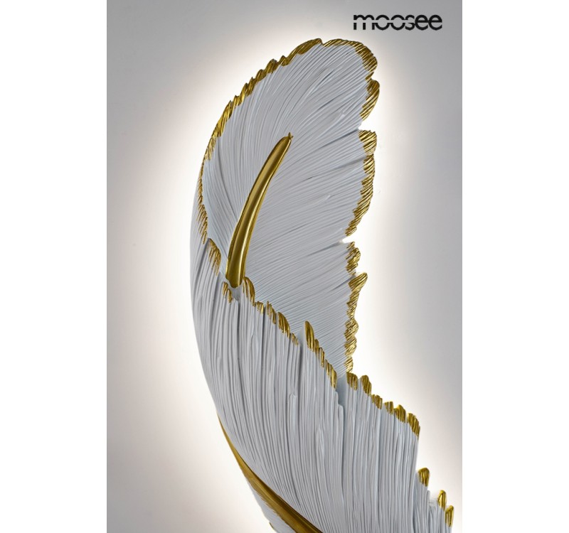 MOOSEE lampa ścienna PIÓRKO  biała / złota