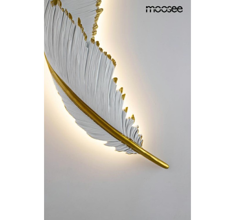 MOOSEE lampa ścienna PIÓRKO  biała / złota