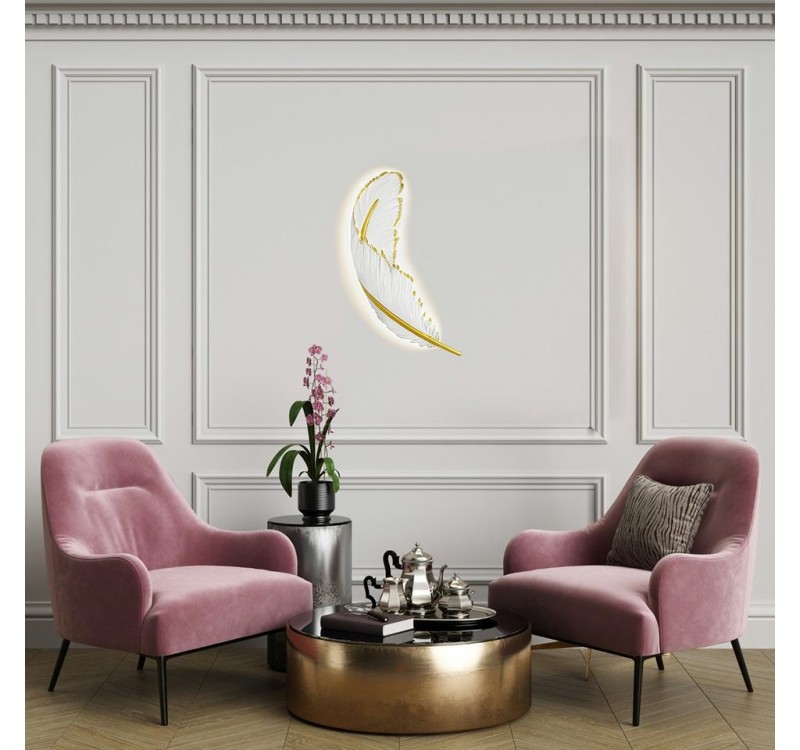 MOOSEE lampa ścienna PIÓRKO  biała / złota