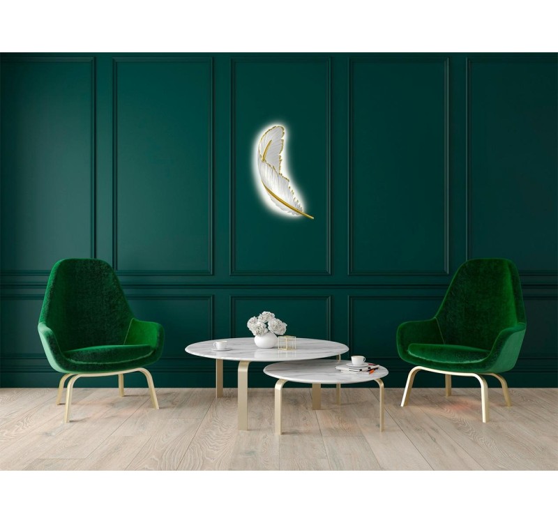 MOOSEE lampa ścienna PIÓRKO  biała / złota