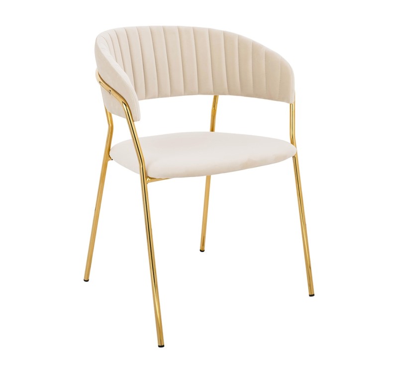Krzesło MARGO beżowe - welur, podstawa złota