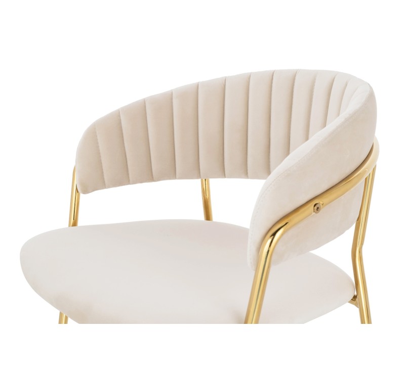 Krzesło MARGO beżowe - welur, podstawa złota