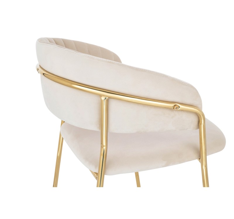 Krzesło MARGO beżowe - welur, podstawa złota