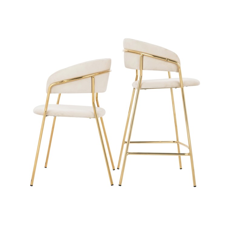 Krzesło MARGO beżowe - welur, podstawa złota
