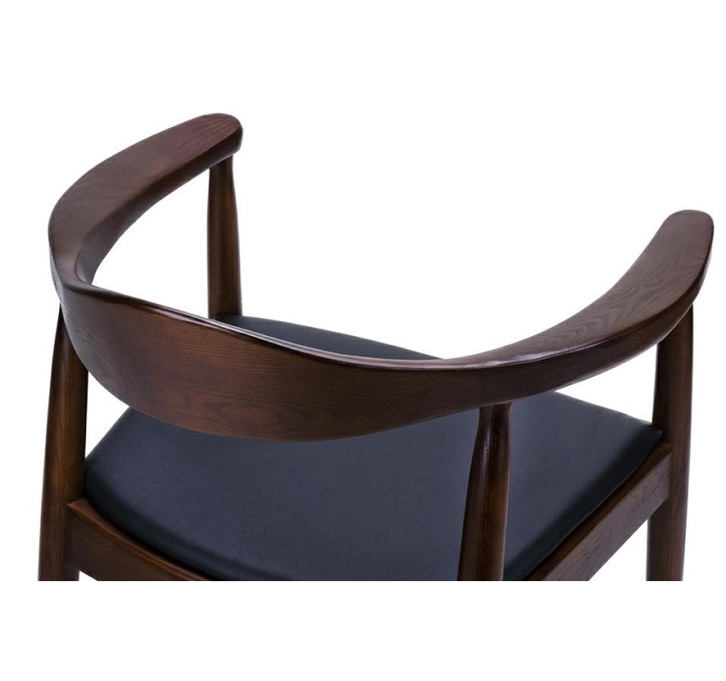 Krzesło KENNEDY ciemnobrązowe - drewno jesion, ekoskóra