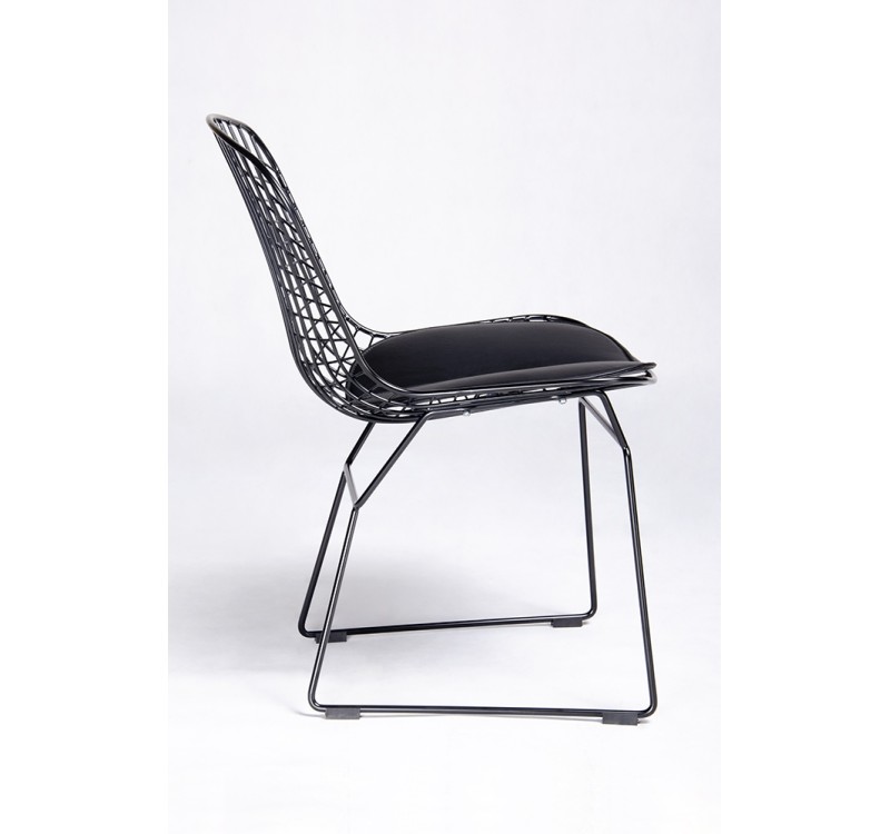 Krzesło NET SOFT czarne - czarna poduszka, metal