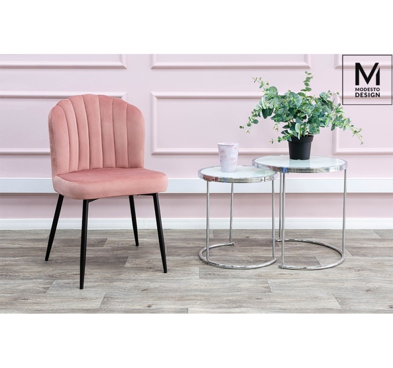 MODESTO krzesło RANGO różowe - welur, metal