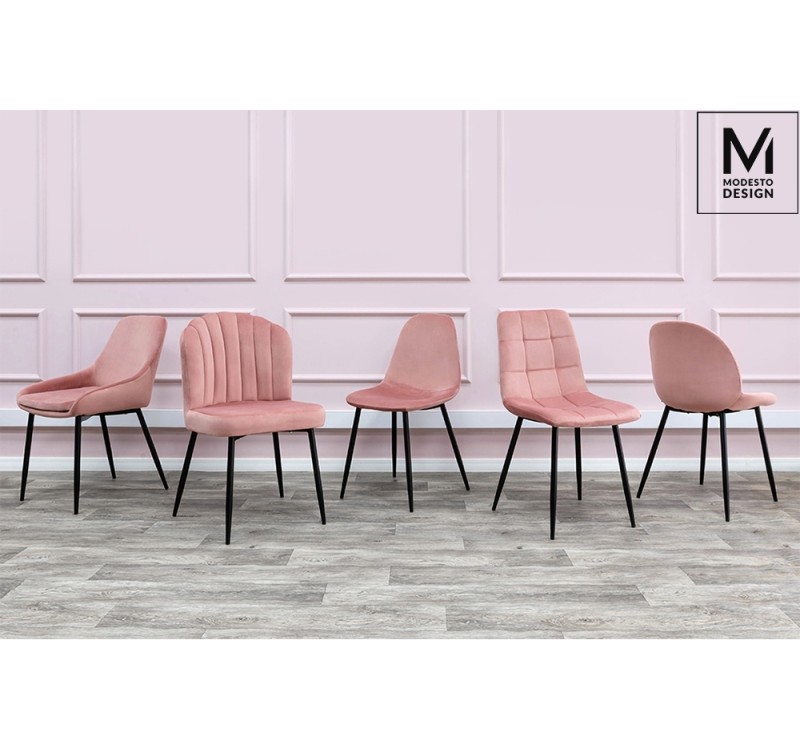 MODESTO krzesło RANGO różowe - welur, metal