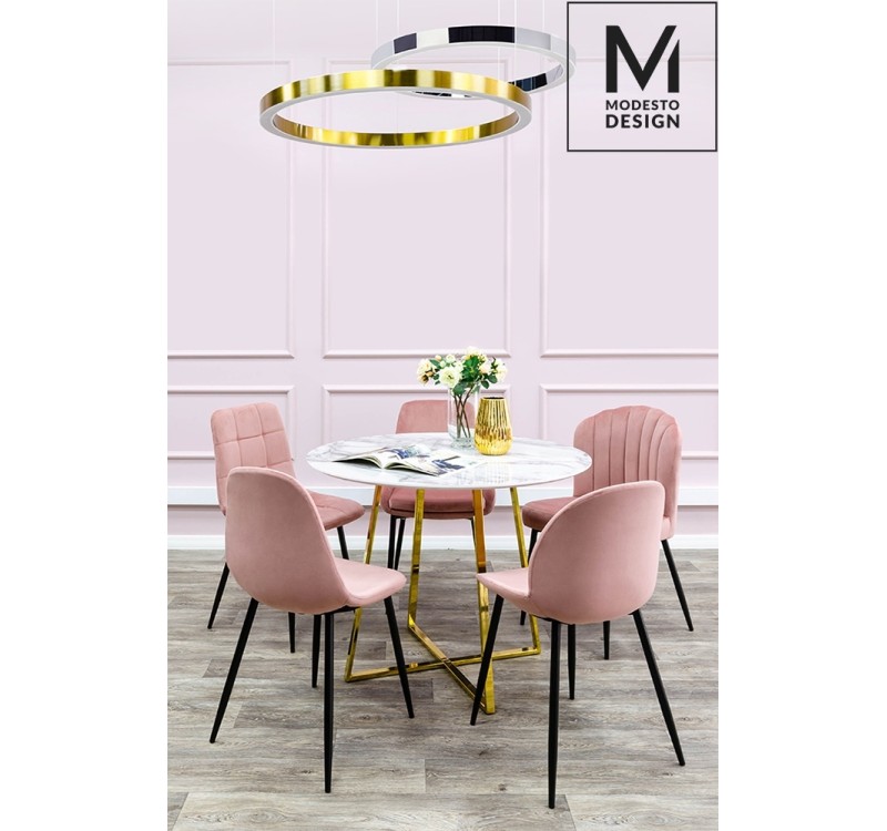 MODESTO krzesło RANGO różowe - welur, metal