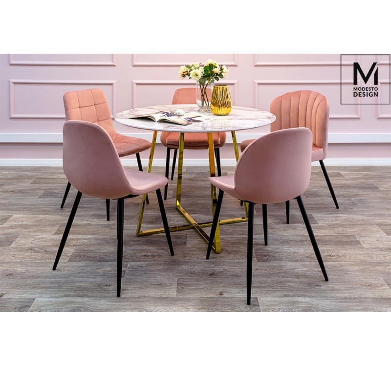 MODESTO krzesło RANGO różowe - welur, metal