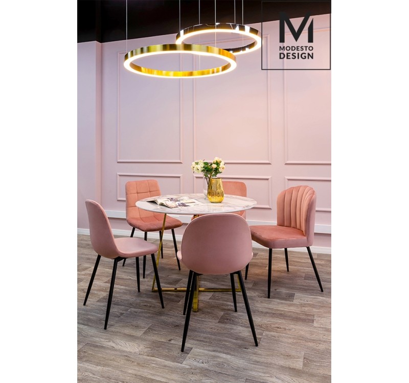 MODESTO krzesło RANGO różowe - welur, metal
