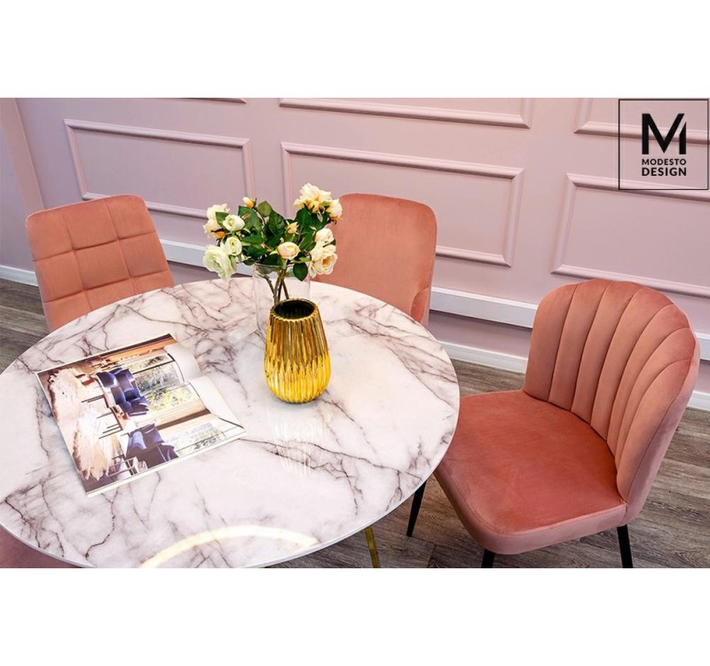 MODESTO krzesło RANGO różowe - welur, metal