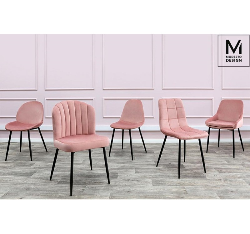 MODESTO krzesło RANGO różowe - welur, metal
