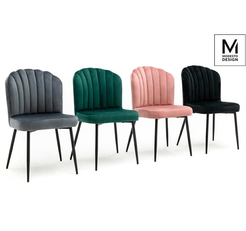 MODESTO krzesło RANGO różowe - welur, metal