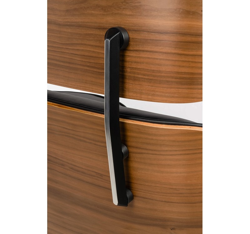 Fotel biurowy LOUNGE GUBERNATOR BIG XL czarny - sklejka orzech, skóra naturalna, stal polerowana