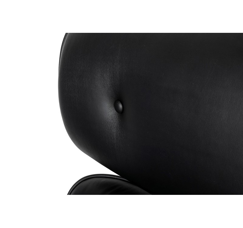 Fotel biurowy LOUNGE GUBERNATOR BIG XL czarny - sklejka orzech, skóra naturalna, stal polerowana