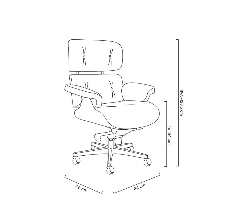 Fotel biurowy LOUNGE GUBERNATOR BIG XL czarny - sklejka orzech, skóra naturalna, stal polerowana