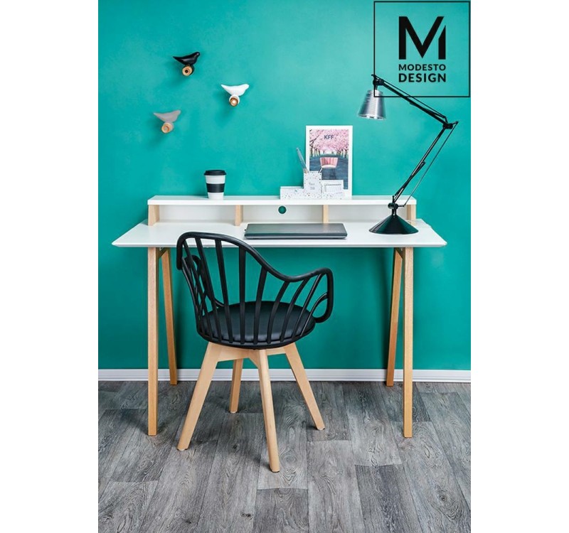 MODESTO krzesło ALBERT ARM czarne - polipropylen, ekoskóra, drewno bukowe