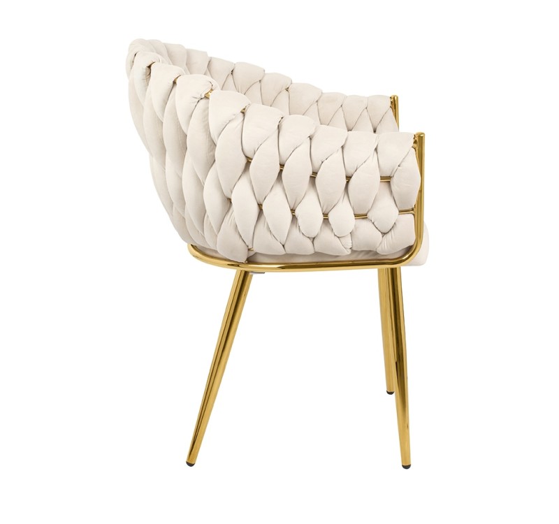 Krzesło TRESSE beżowe - welur, podstawa złota