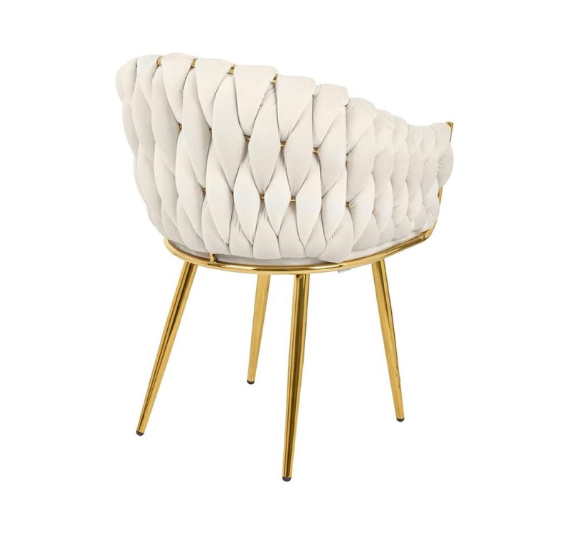 Krzesło TRESSE beżowe - welur, podstawa złota