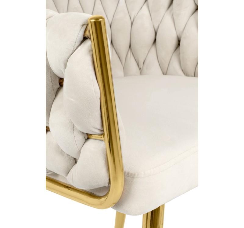 Krzesło TRESSE beżowe - welur, podstawa złota