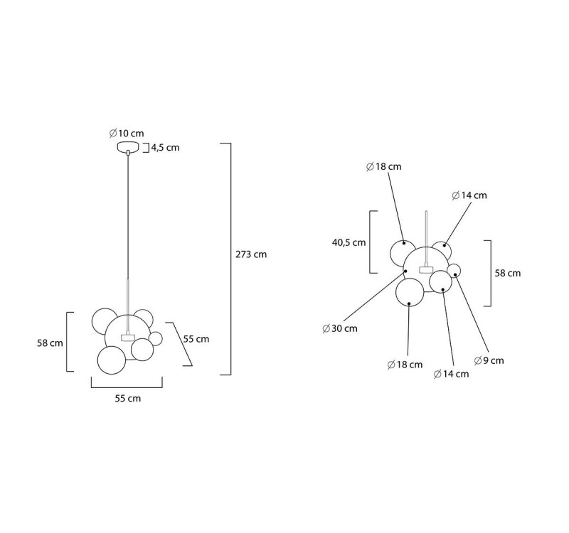 MOOSEE lampa wisząca CAPRI 6 złota - 60   LED, alumiumium, szkło