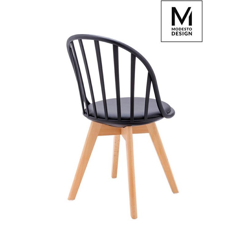 MODESTO krzesło ALBERT czarne - polipropylen, ekoskóra, drewno bukowe